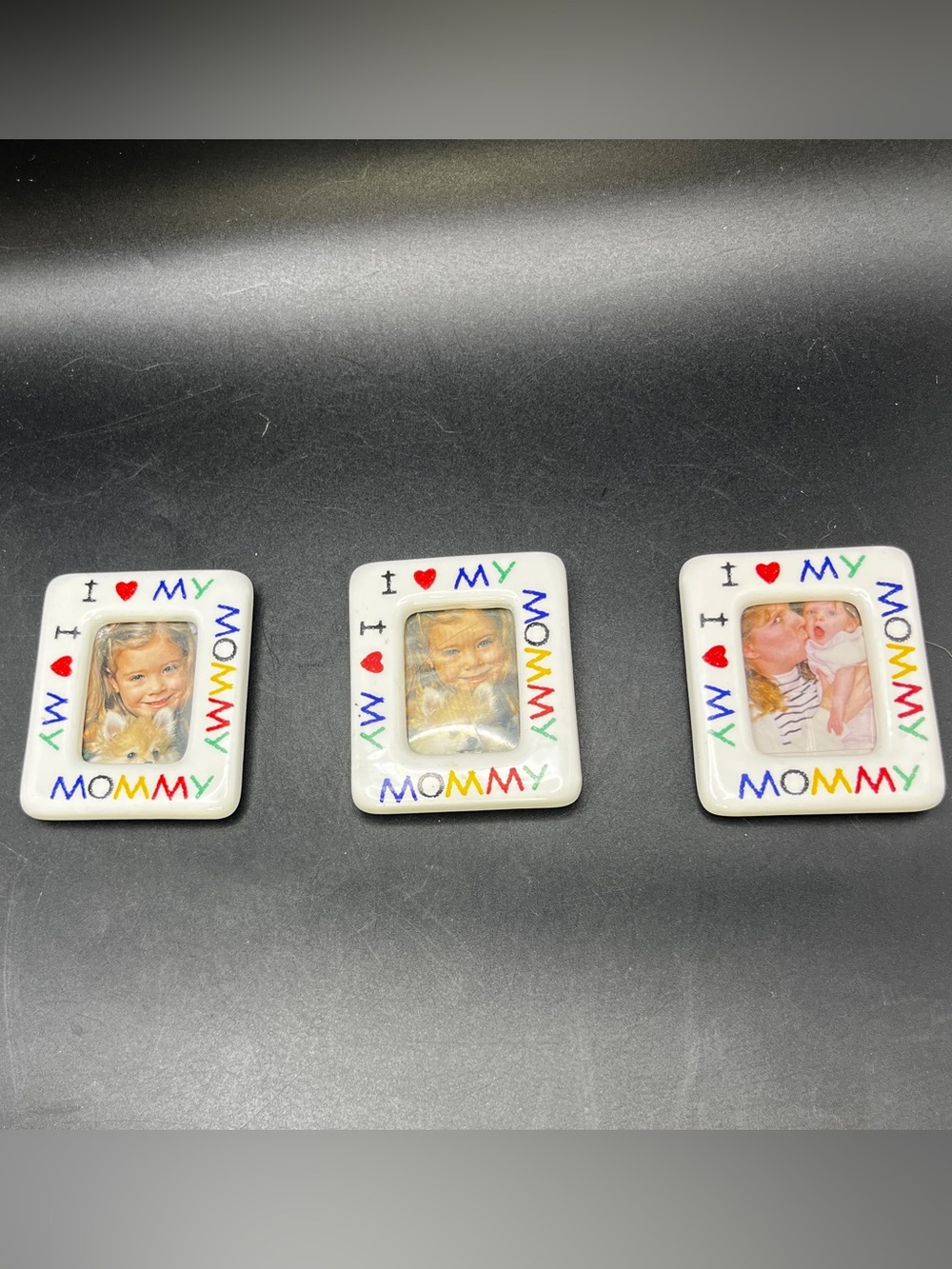 Vintage 90s I Love My Mommy Ceramic Picture Frame Set of 3 Crayon Style